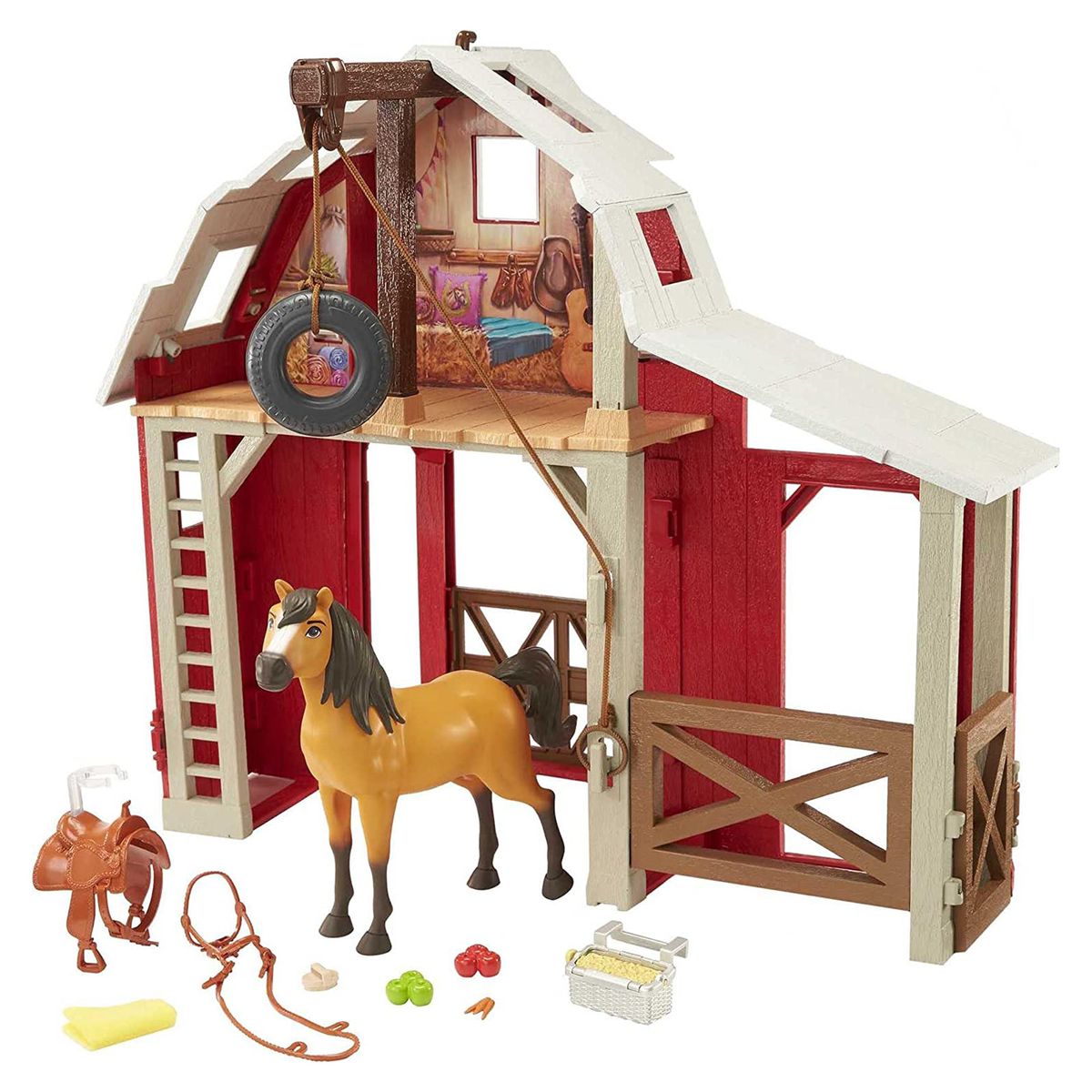 Mattel - DreamWorks - Spirit - Spielset, Pferd Spirit mit Zubehör, Pferdestall