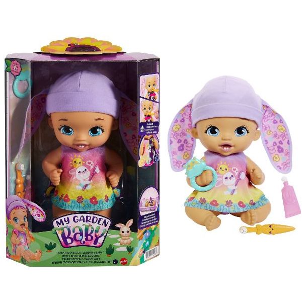 Mattel My Garden Baby ZahnputzspaB Hasen Baby Puppe Lavendel 30