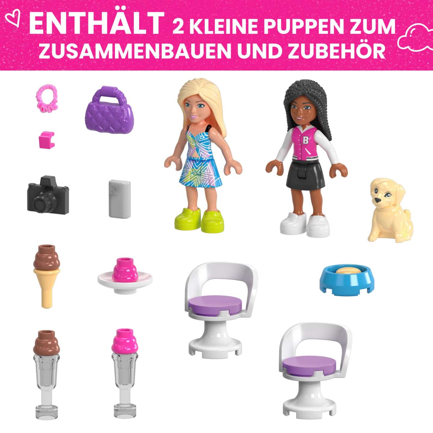 Mattel - MEGA - Barbie Cabrio & Eisstand HPN78, Bausteine Spielset