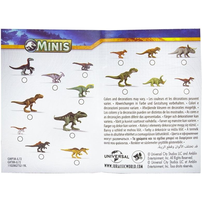 Jurassic World - GWP38Z - Minis Figuren-Blindbox mit 1 Sonder- oder 2er-Set Dinosaurier