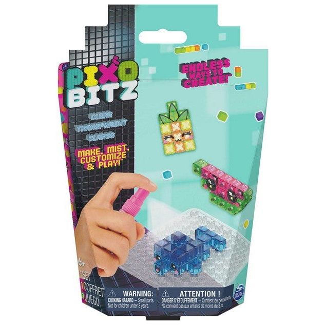 Spin Master - Pixo Bitz Transparent 3D Figuren - Bastelset für das Bauen von 3D Figuren und dekorativen Accessoires