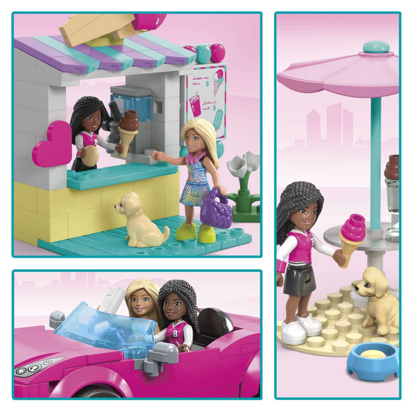 Mattel - MEGA - Barbie Cabrio & Eisstand HPN78, Bausteine Spielset