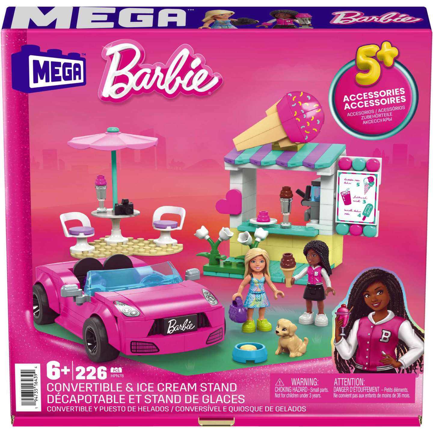 Mattel - MEGA - Barbie Cabrio & Eisstand HPN78, Bausteine Spielset